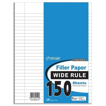 TOP FLIGHT Filler Paper, 1012 in x 8 in, White 4314208